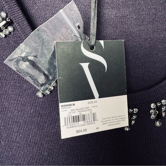 Simply Vera Vera Wang  Necklace Sweater Purple Size 2X - Picture 14 of 16